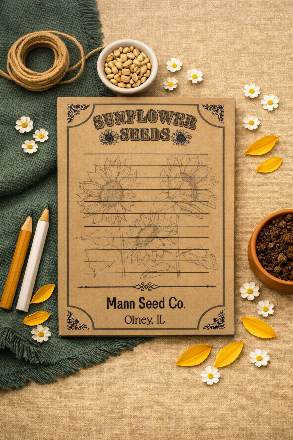 Sunflower Seeds Personalized Notepad