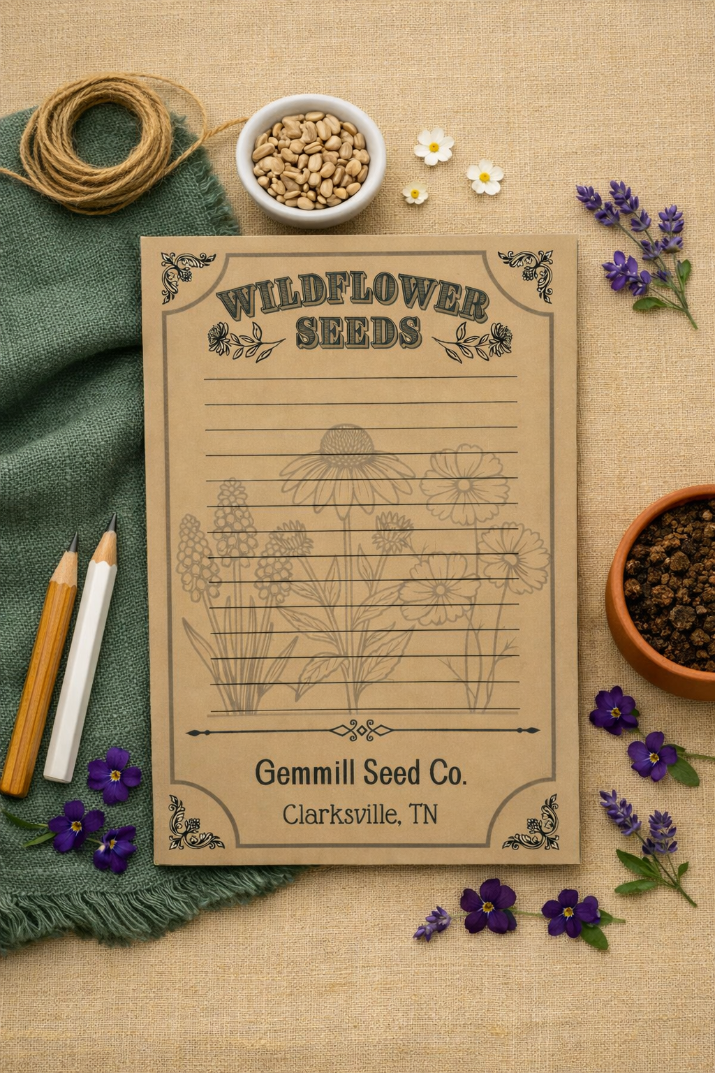 Wildflower Seeds Personalized Notepad