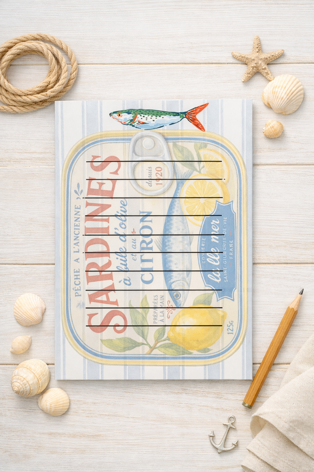 Sardines Notepad – Coastal Notepad Design