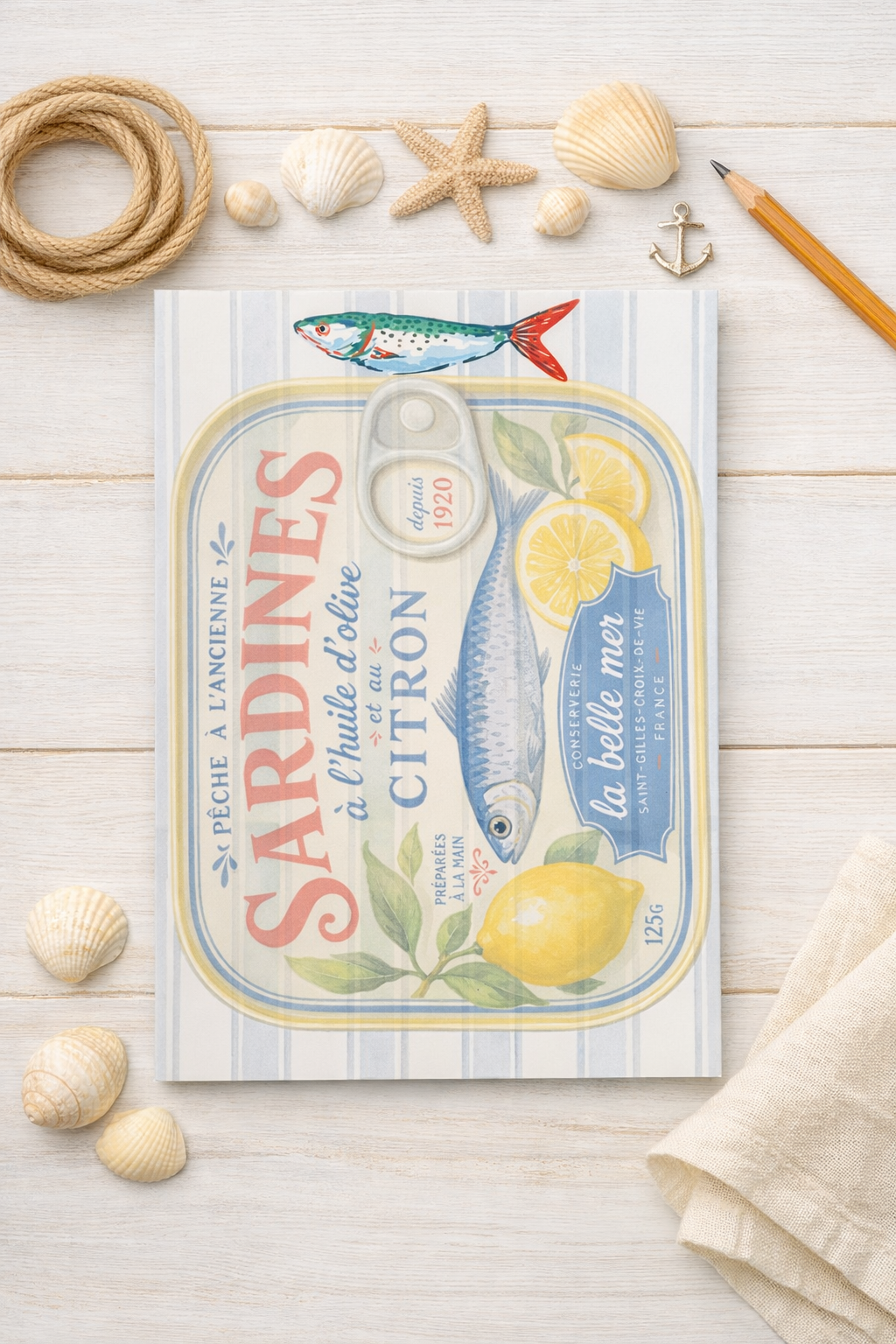 Sardines Notepad – Coastal Notepad Design
