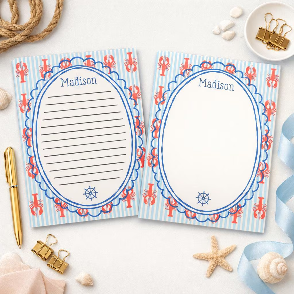 Personalized Nautical Lobster Notepad