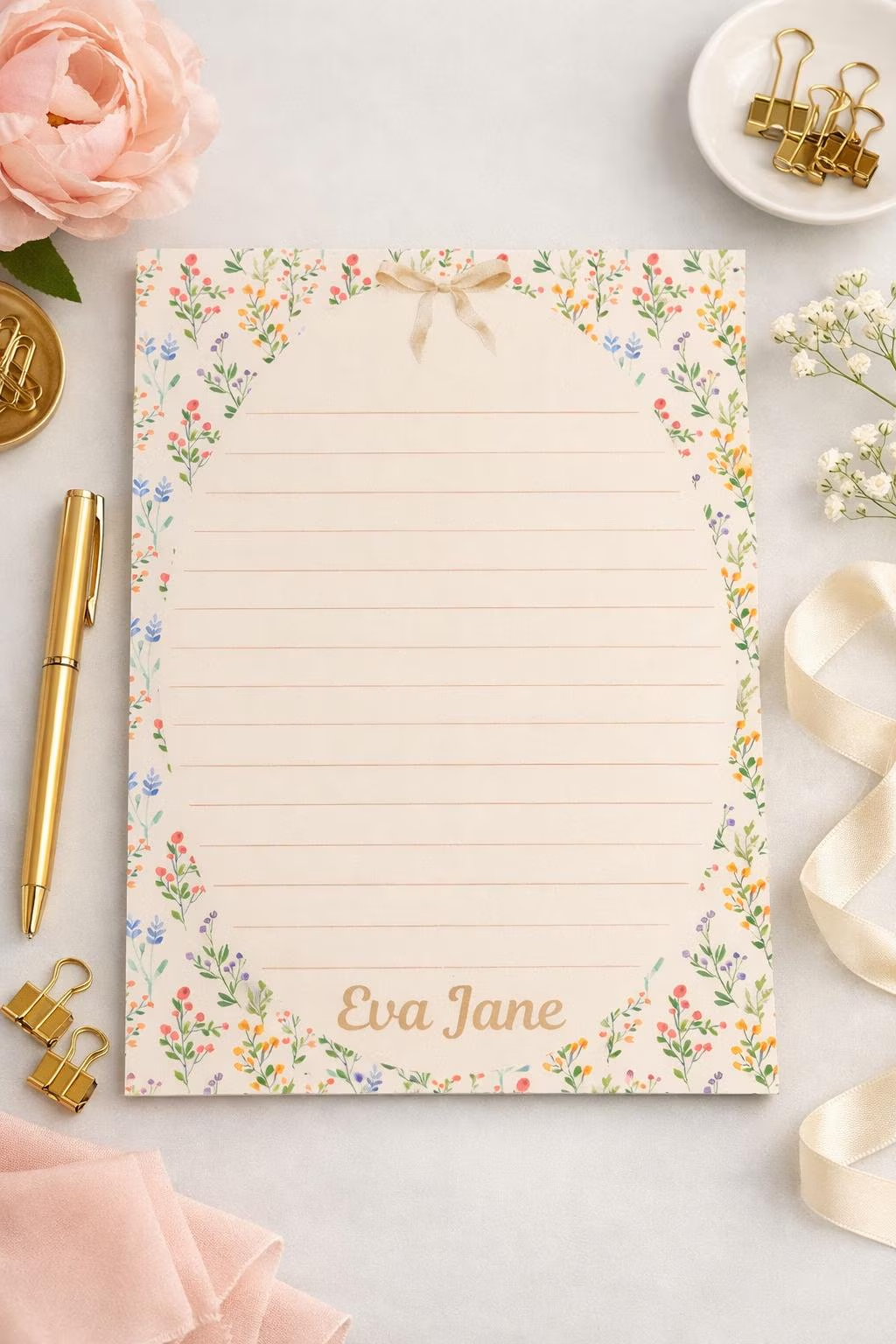 Personalized Floral Notepad