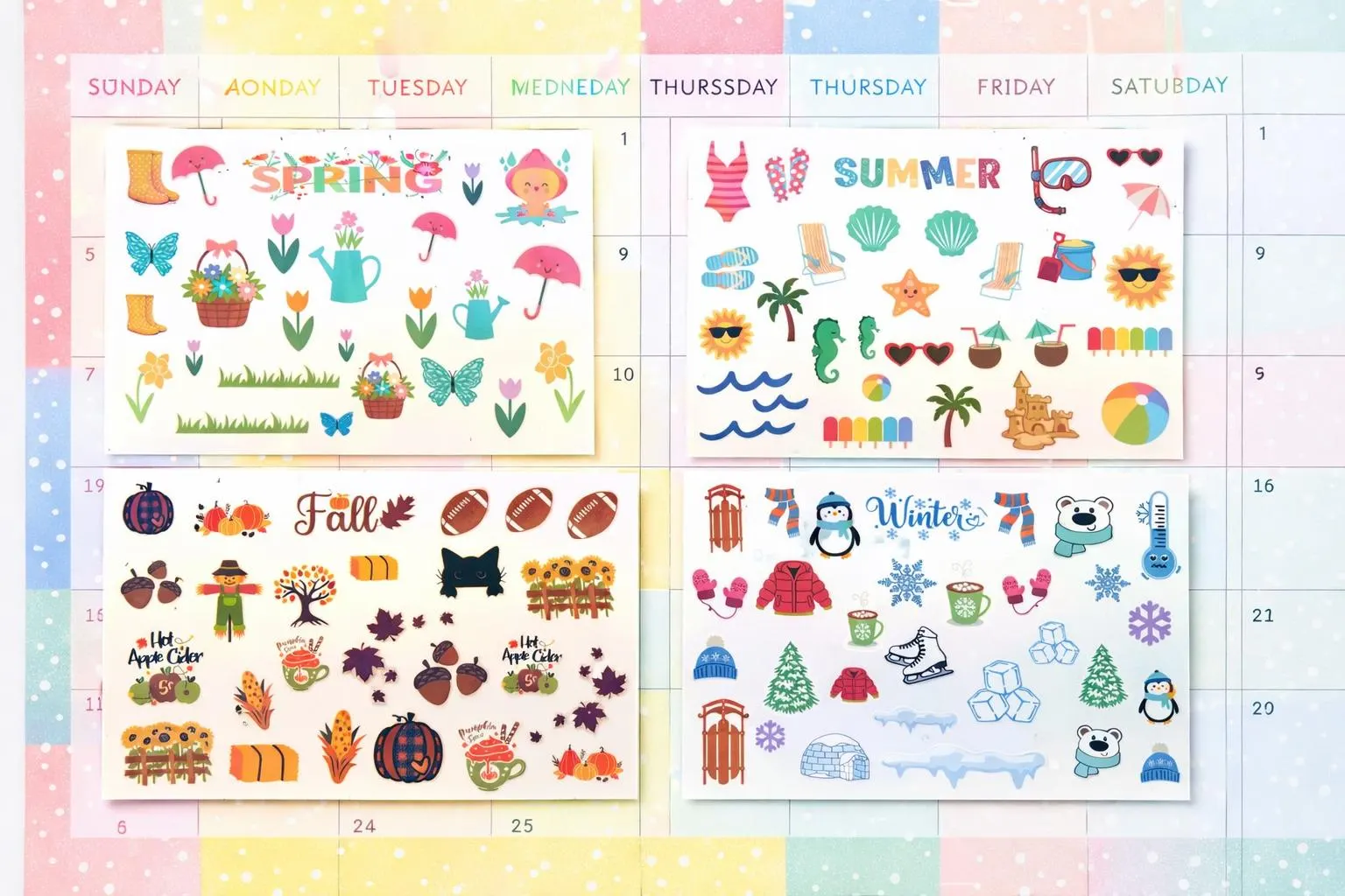 Seasonal Planner Sticker Sheets – Set of 4